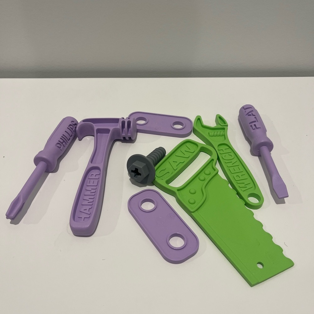Learning Toys Tool Set in Purple and Green with Safe Design and Textured Handles